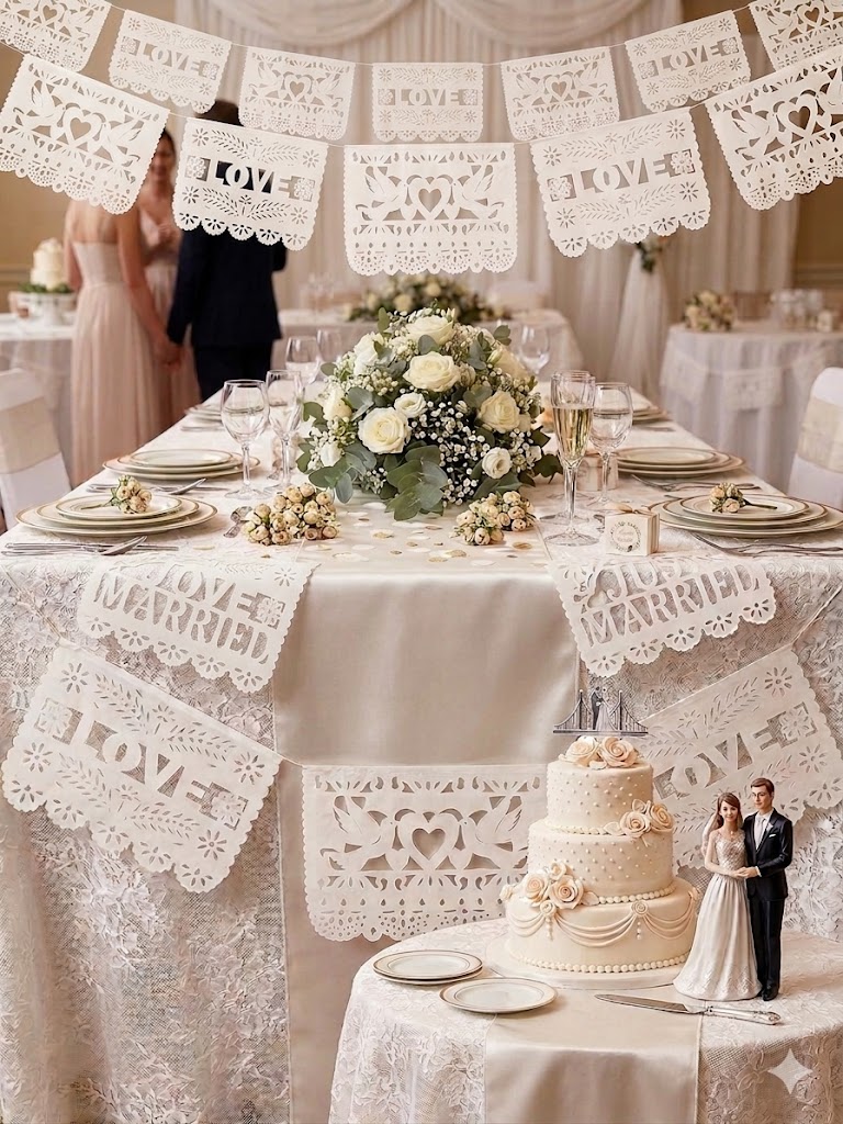 Plastic Paper Wedding Papel Picado Banner Altar