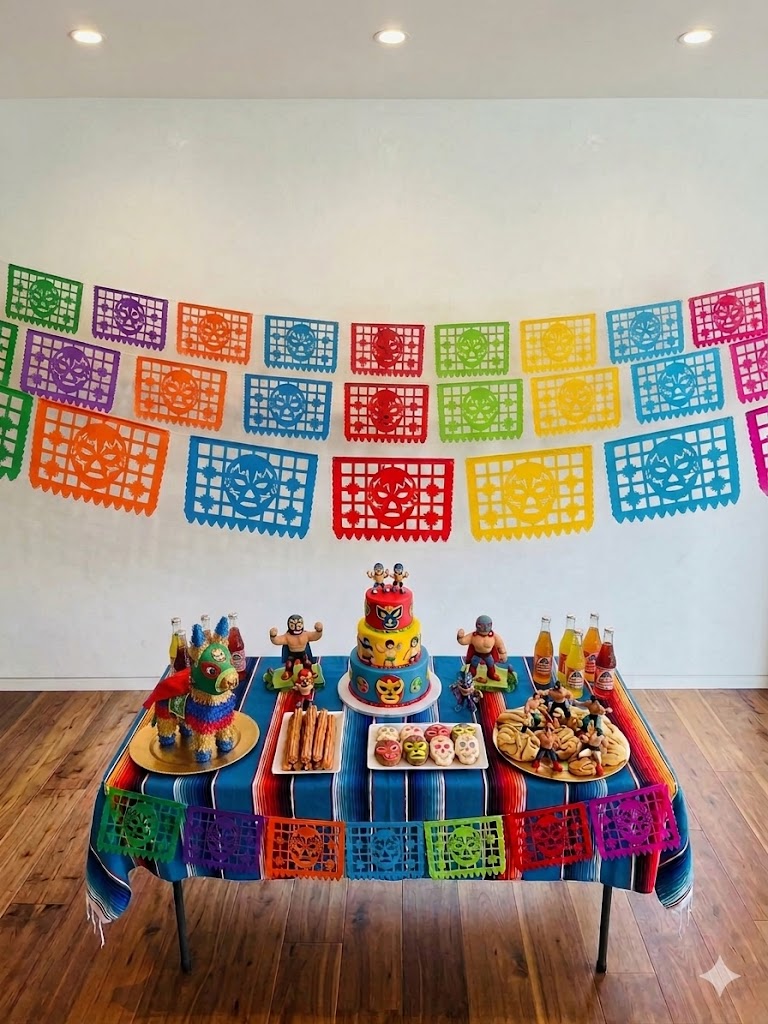 Plastic Paper Lucha Papel Picado Banner Altar
