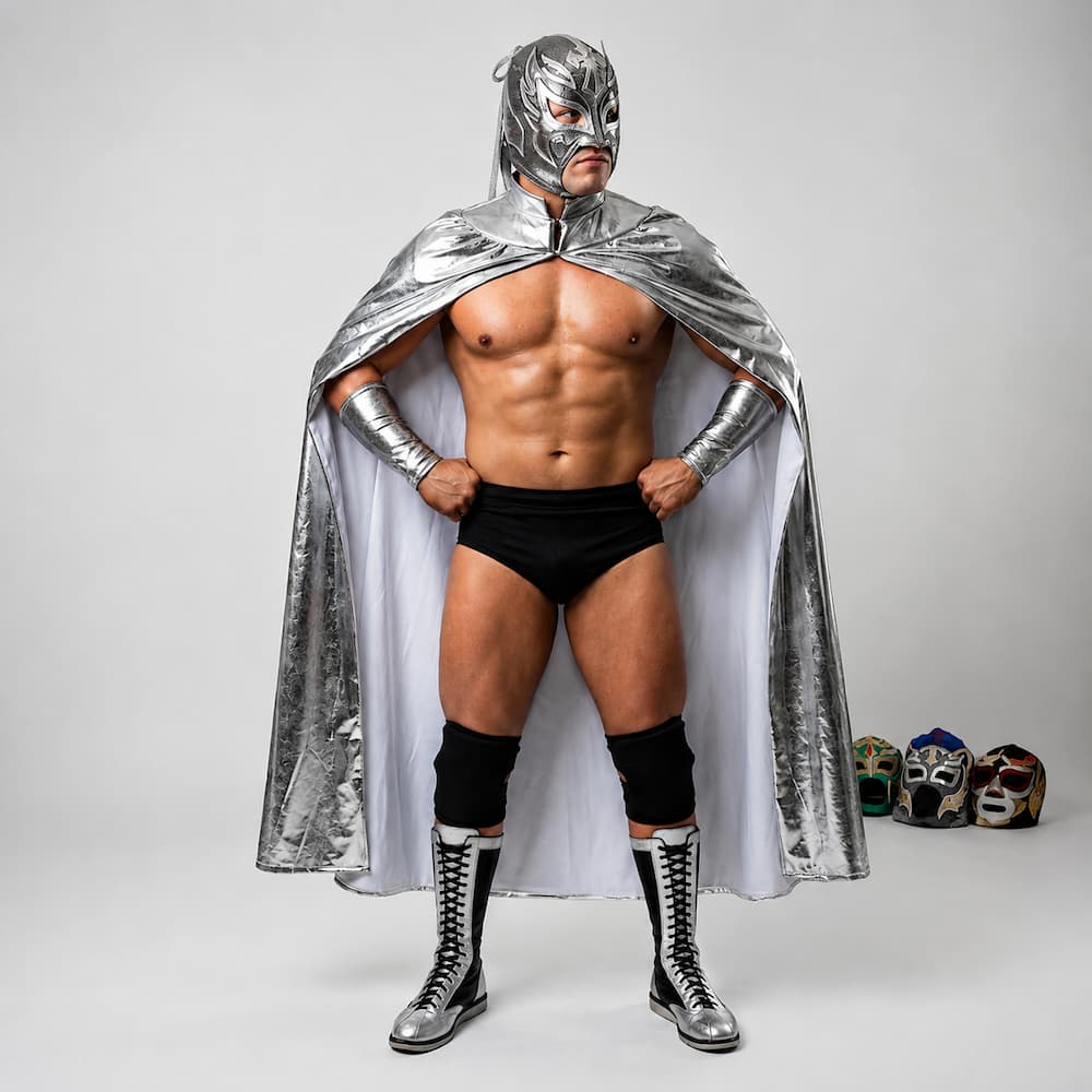 Alternative view of Silver Adult Wrestling Cape