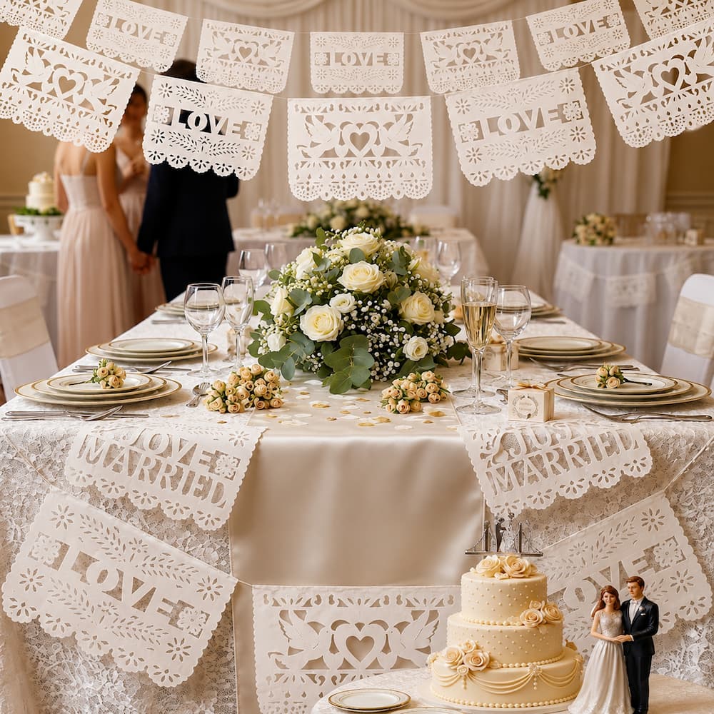 Plastic Paper Wedding Papel Picado Banner Altar