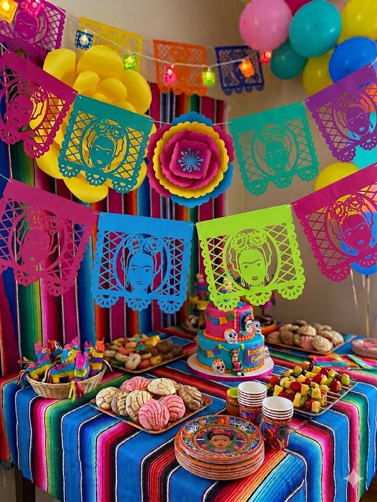 Plastic Paper Frida Kahlo Papel Picado Banner Altar