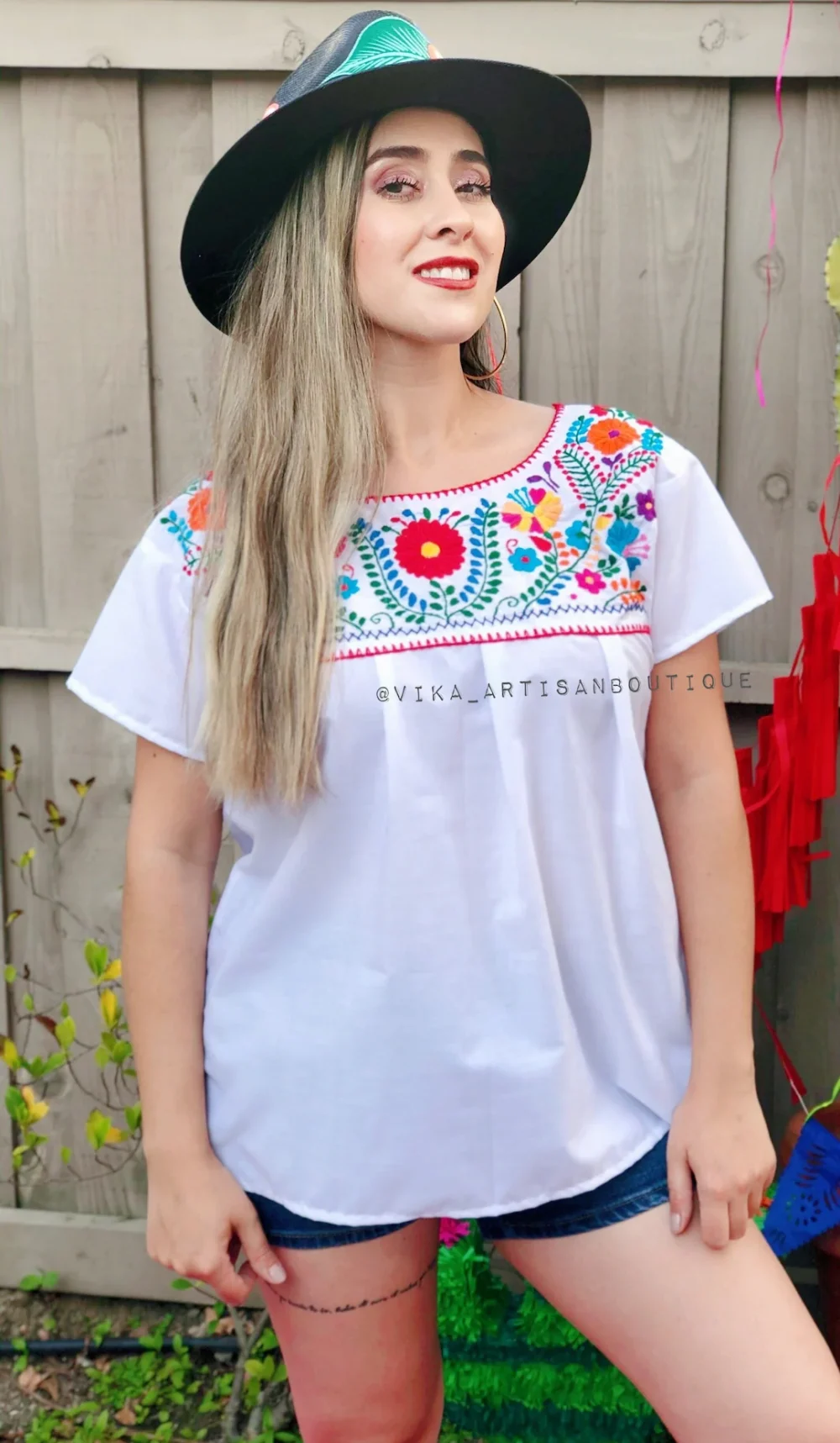 Alternative view of Tehuacan Embroidery Top