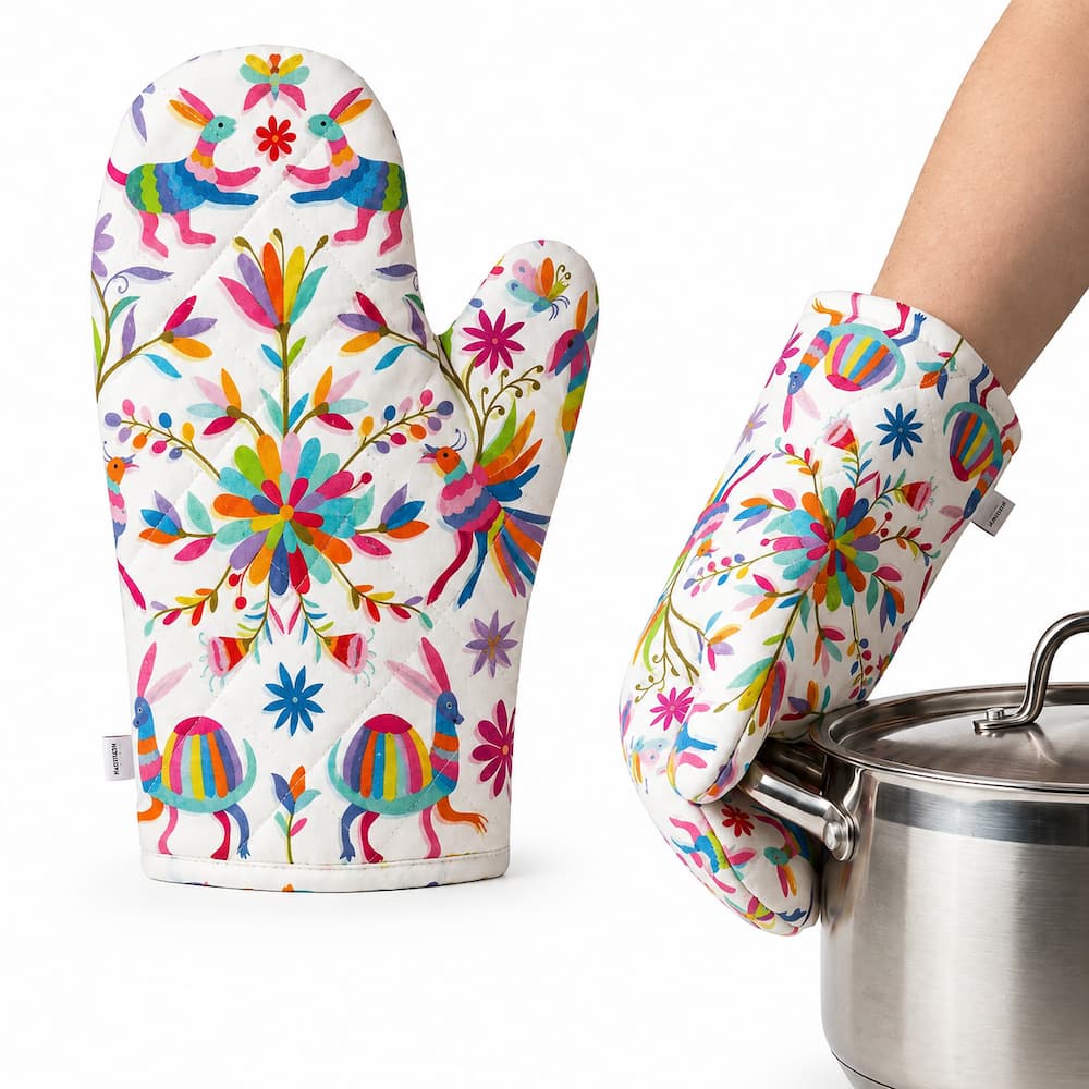 WHITE OTOMI Mexican Oven Glove