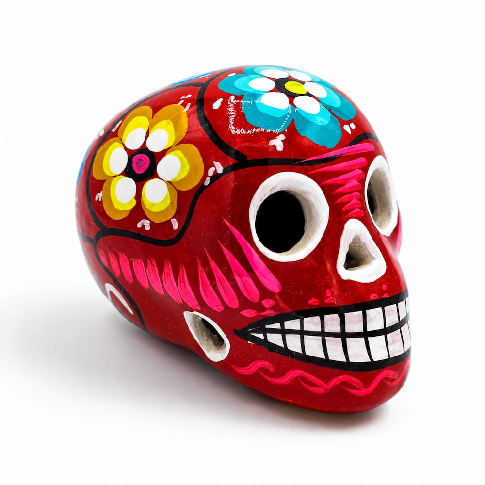 Alternative view of Mexican Clay Skull Medium