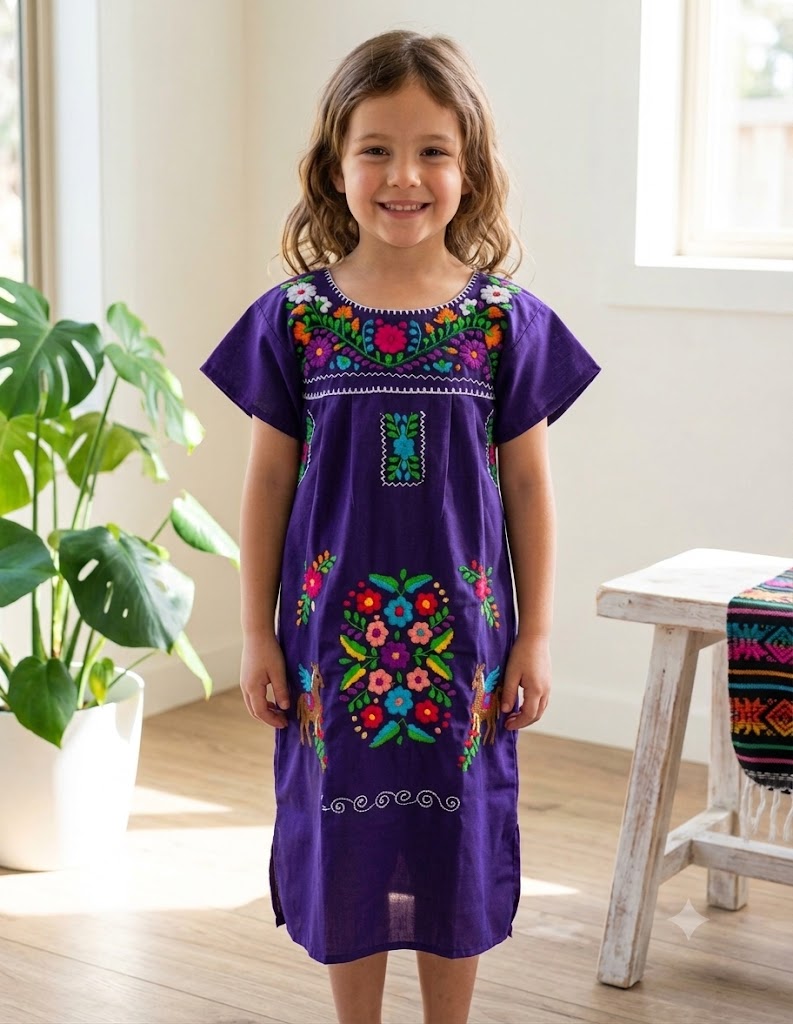 Girls Purple Mexican Dress
