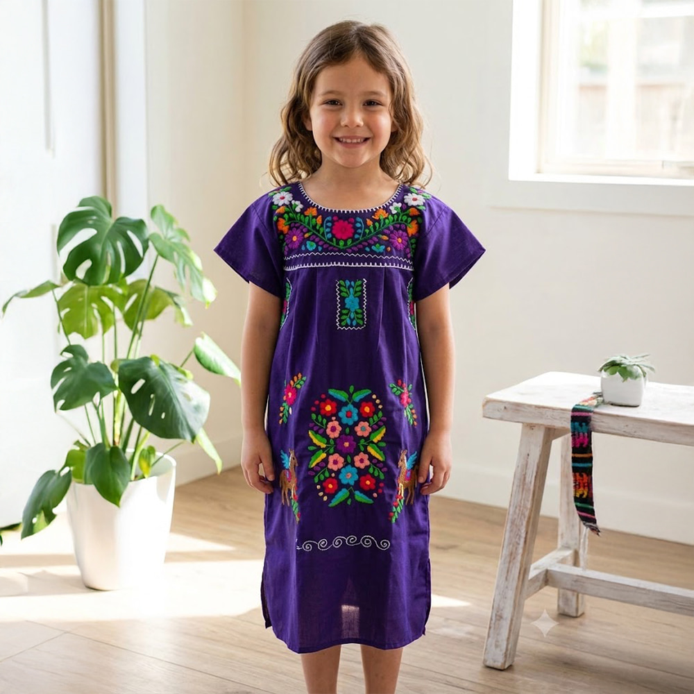 Girls Purple Mexican Dress