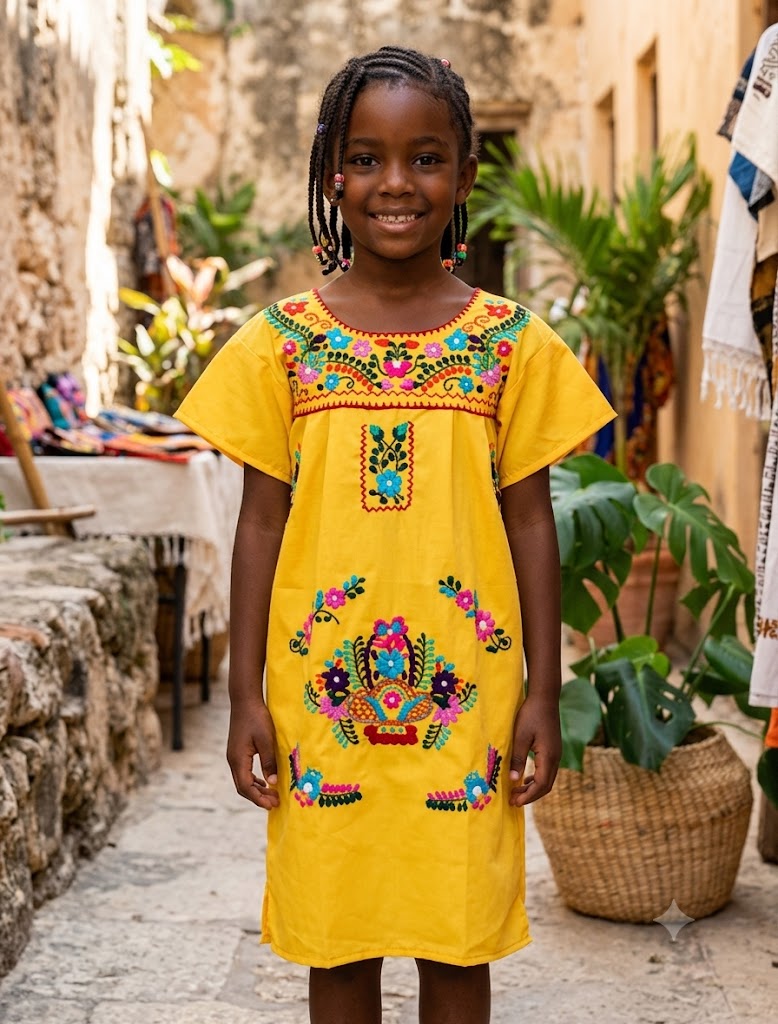 Girls Yellow Mexican Dress