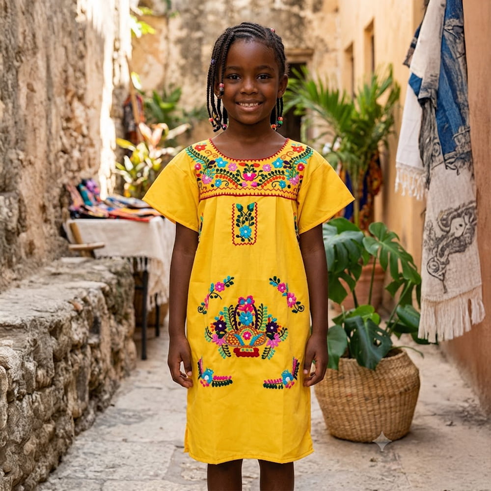 Girls Yellow Mexican Dress