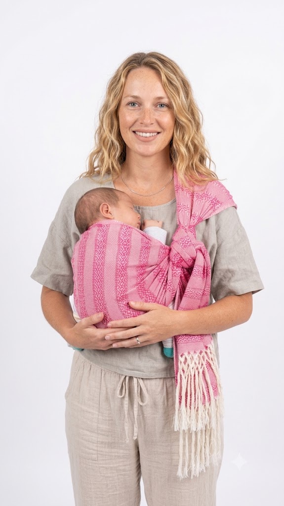 Handwoven Mexican Doula Shawl Pink Rebozo