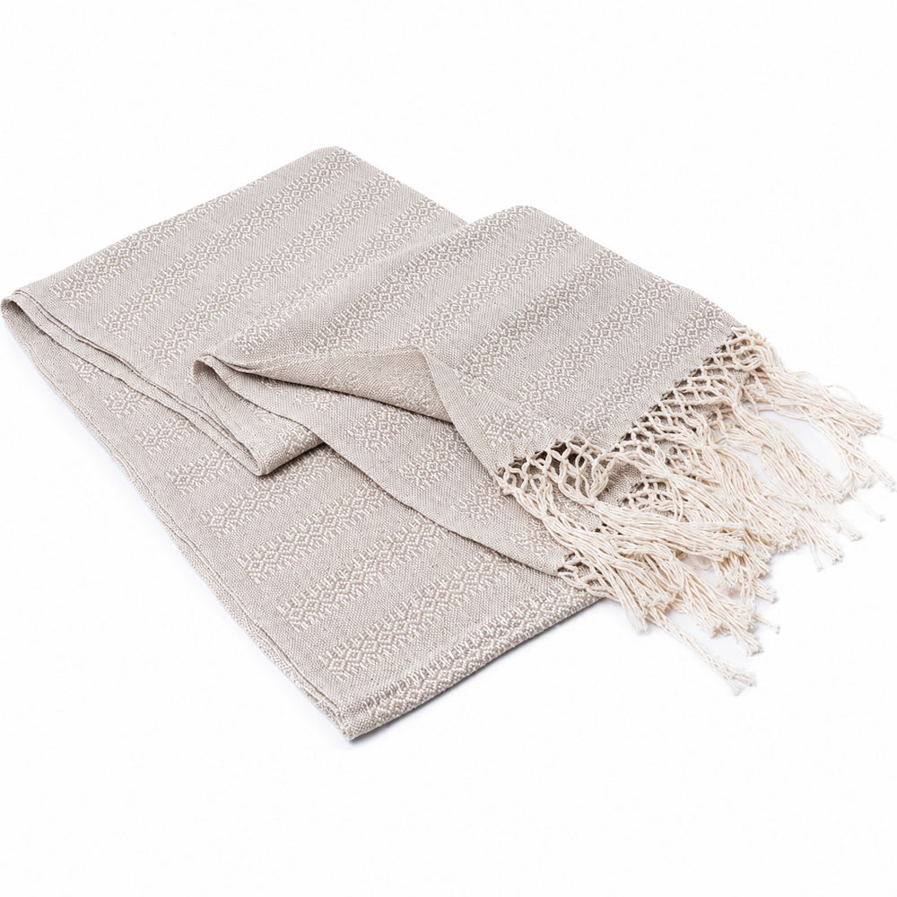 Alternative view of Handwoven Mexican Doula Shawl Ivory Beige Rebozo