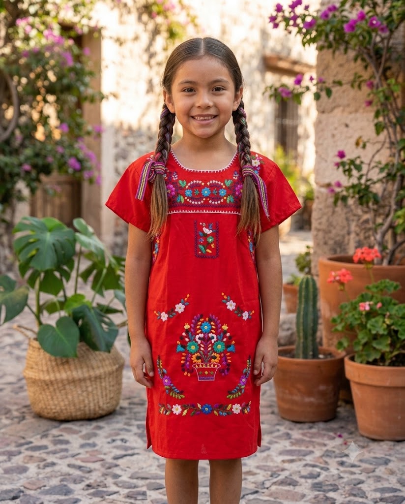 Girls Red Mexican Dress