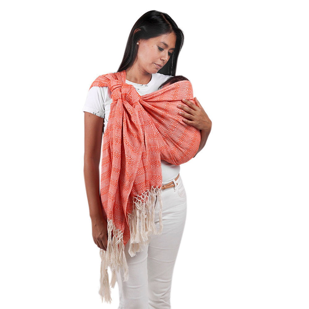 Handwoven Mexican Doula Shawl Orange Rebozo