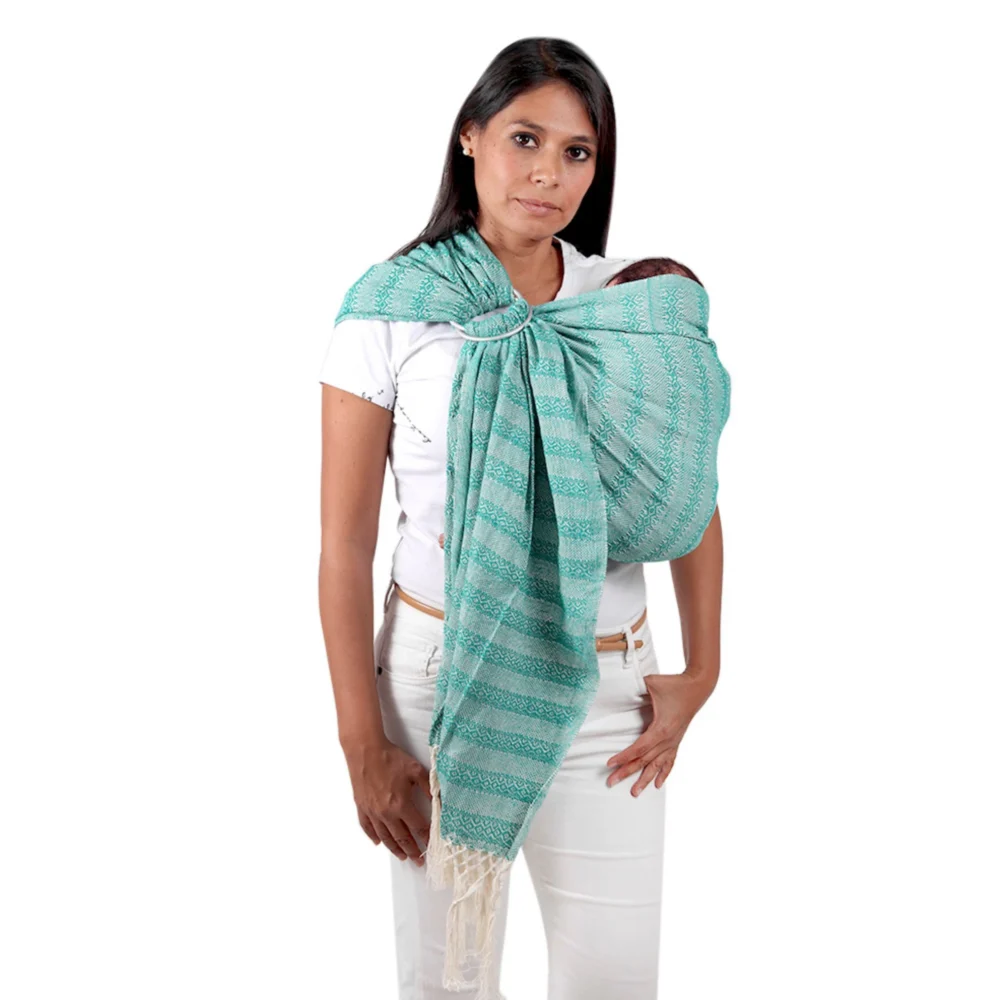 Handwoven Mexican Doula Shawl Green Rebozo