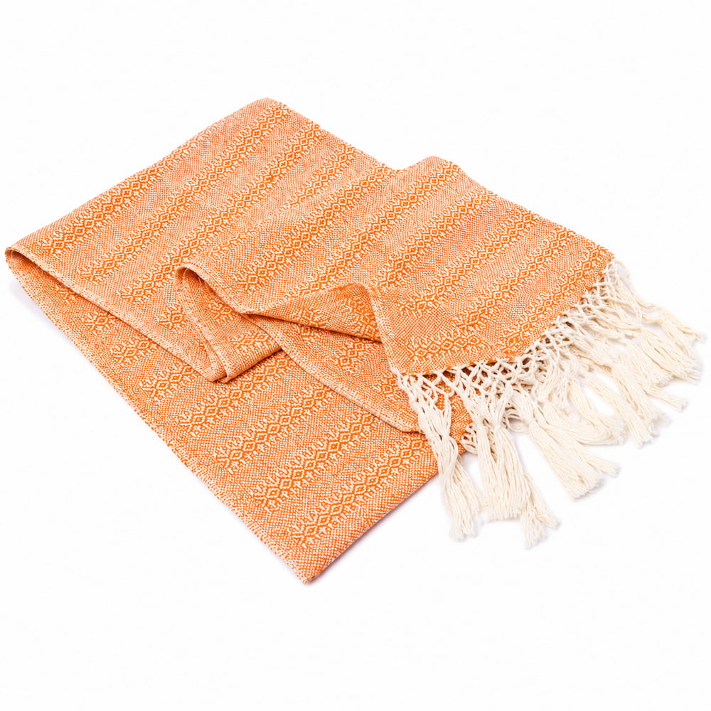 Alternative view of Handwoven Mexican Doula Shawl Orange Rebozo