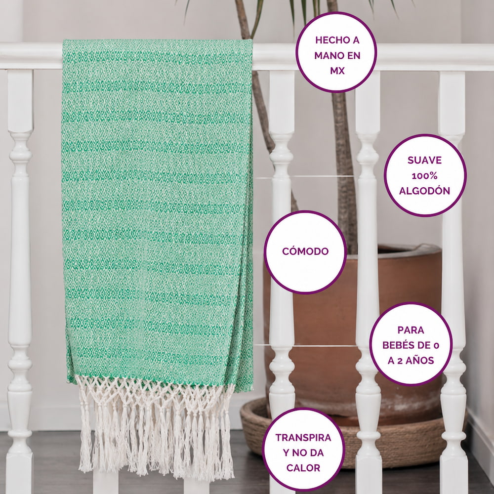 Alternative view of Handwoven Mexican Doula Shawl Mint Rebozo