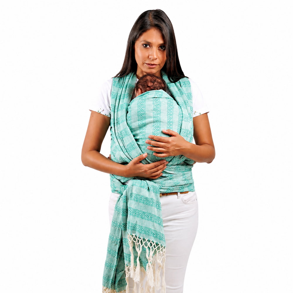Handwoven Mexican Doula Shawl Mint Rebozo