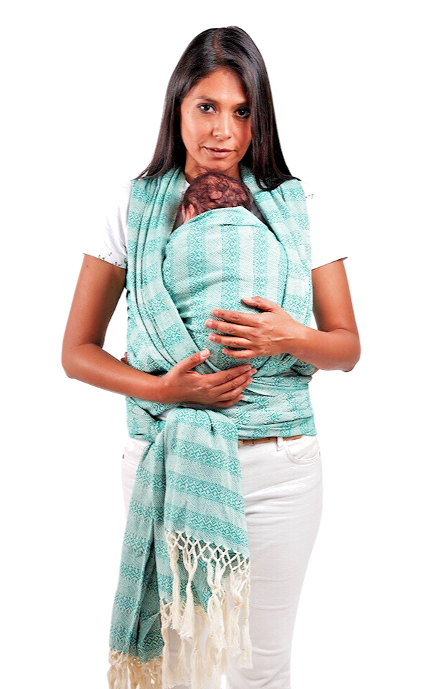 Handwoven Mexican Doula Shawl Mint Rebozo