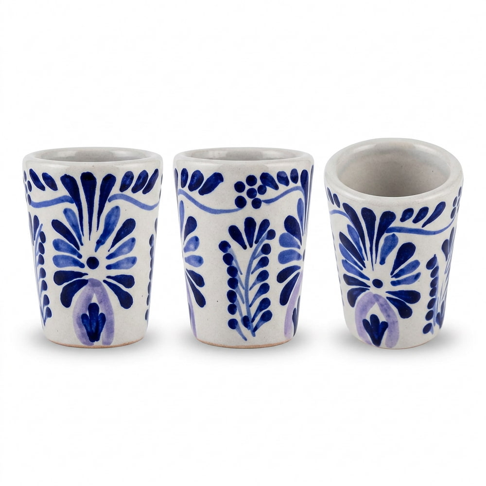 Blue Talavera Tequila Shot Glasess Set 2