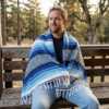 Authentic Tourquoise White Mexican Falsa Blanket