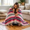 Authentic Pink Mexican Falsa Blanket