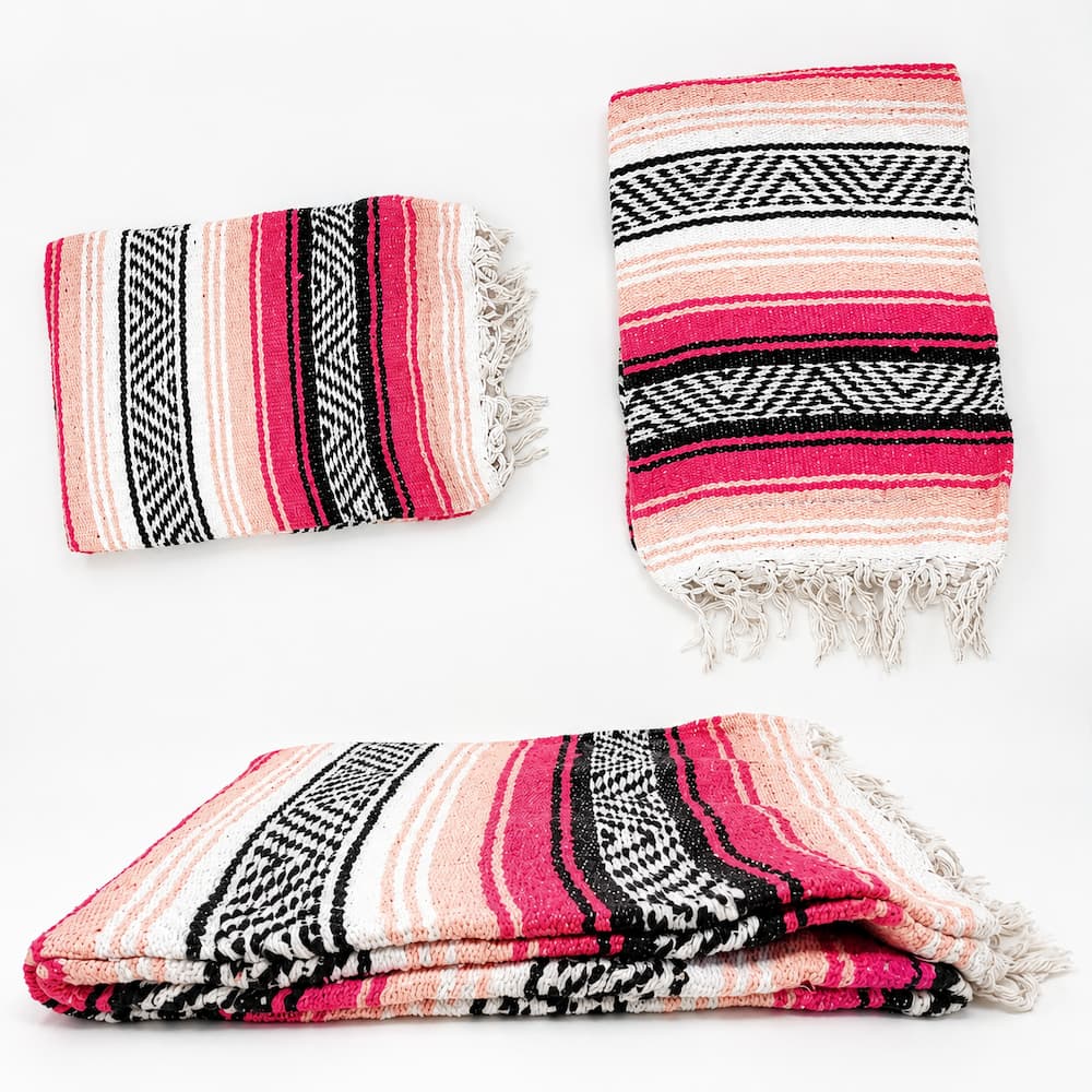 Alternative view of Authentic Pink Mexican Falsa Blanket