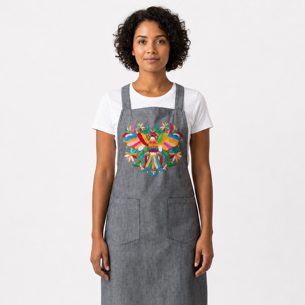 Denim Otomi Embroidery Apron