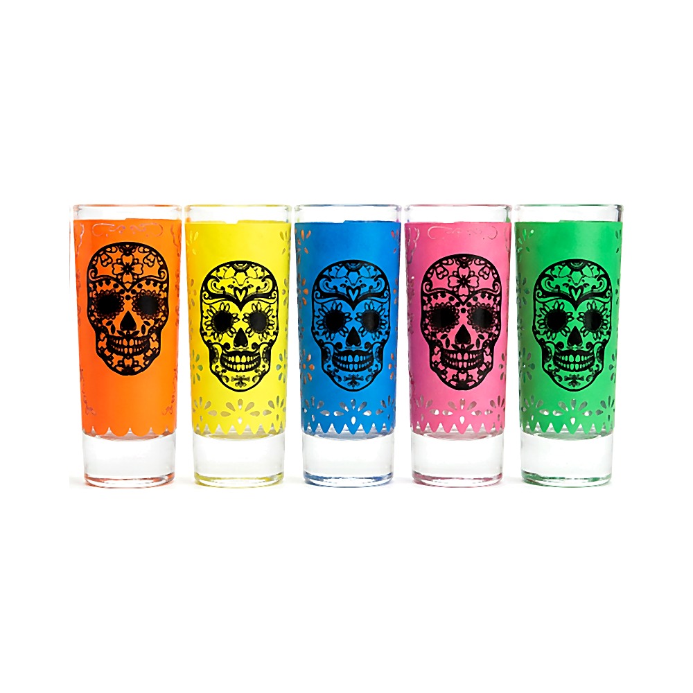 Colorful Skull Tequila Shot Glasess Set 2