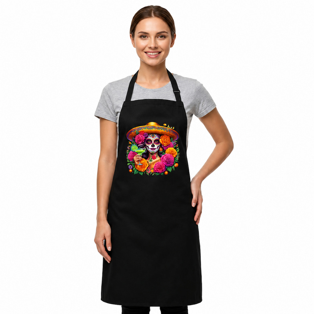 Denim Printed Design Day of the Dead Apron
