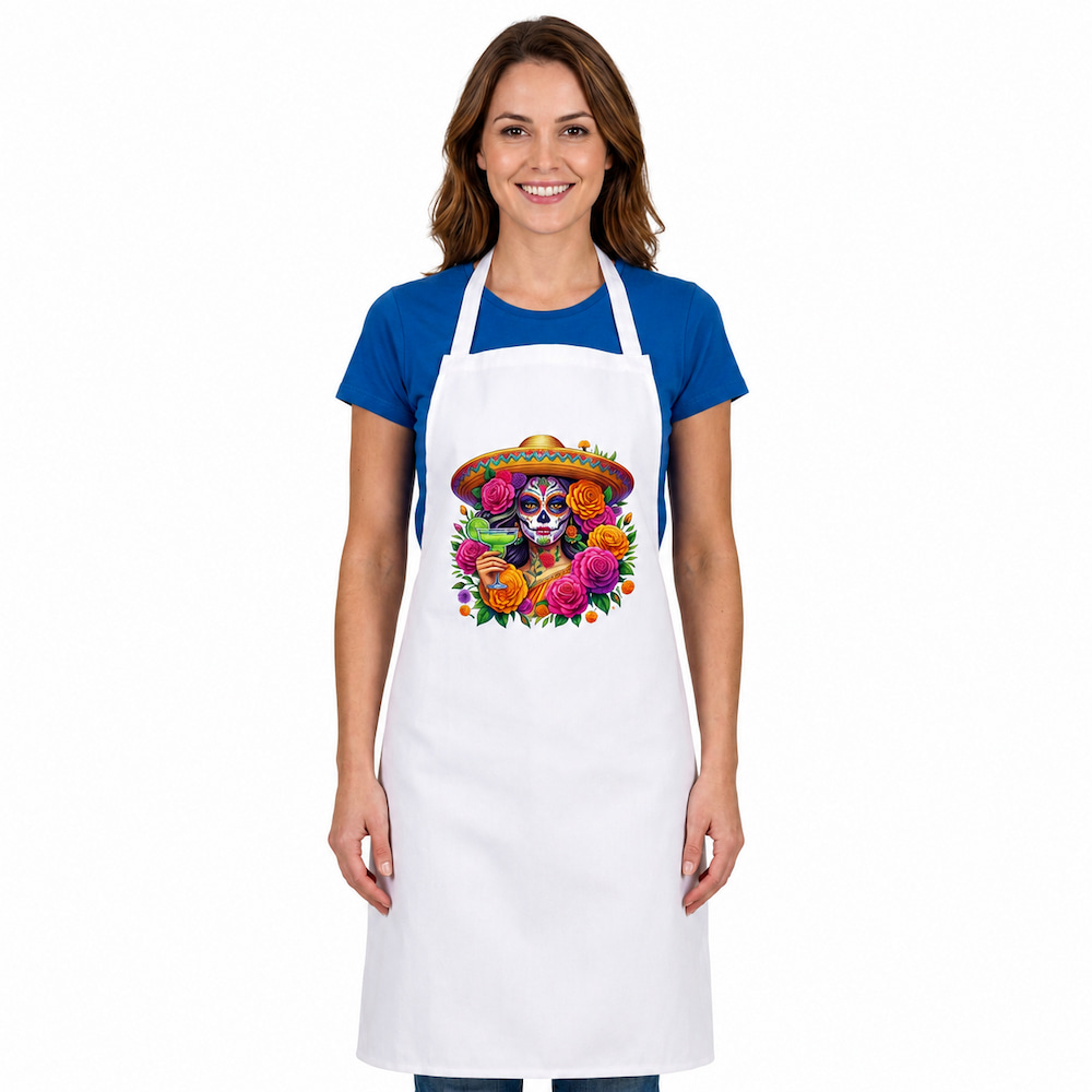 Denim Printed Design Day of the Dead Apron