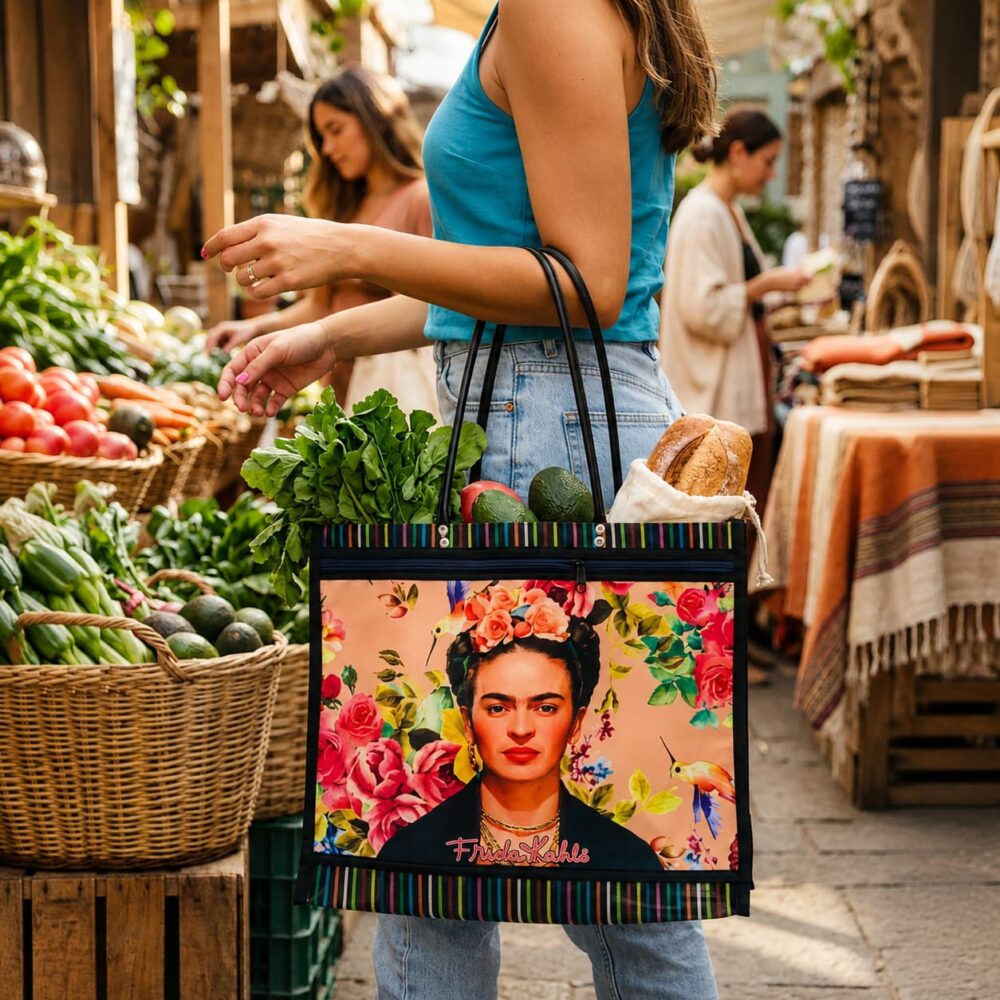 Alternative view of Mexican Frida Kahlo Market Plastic Mesh Bags