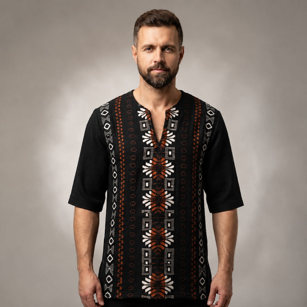 Ethnic Kurta Men Shirt Black / Brown