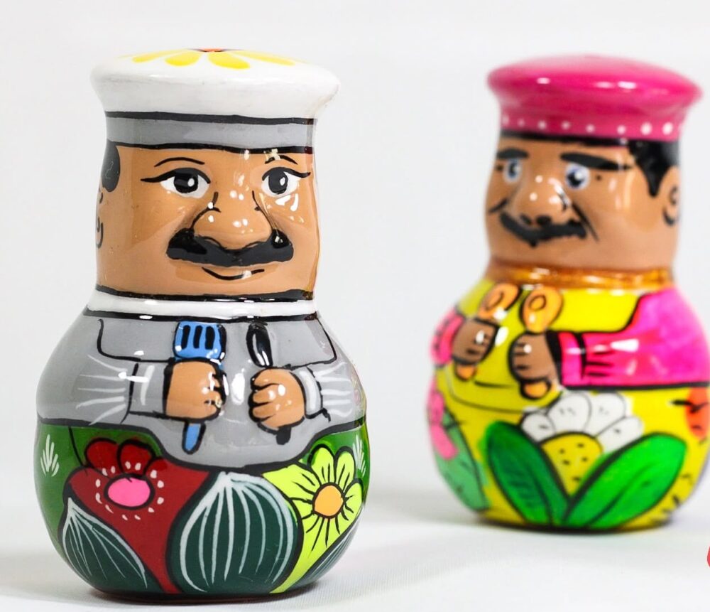Chefs Ceramic Clay Salt and Pepper Shakers Set